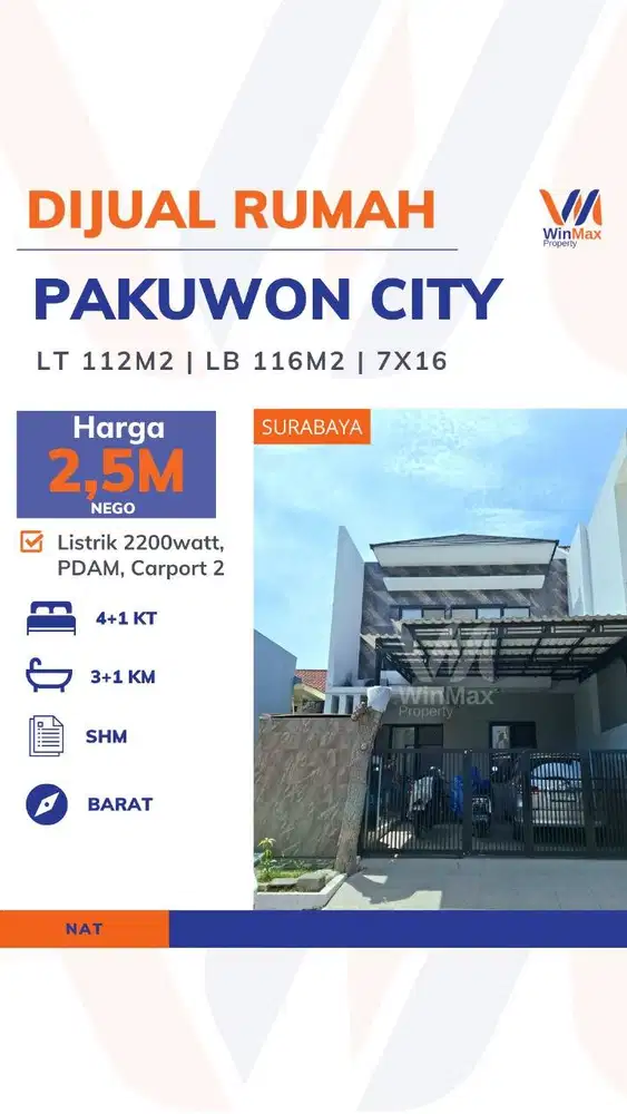 DIJUAL RUMAH Lokasi PAKUWON CITY