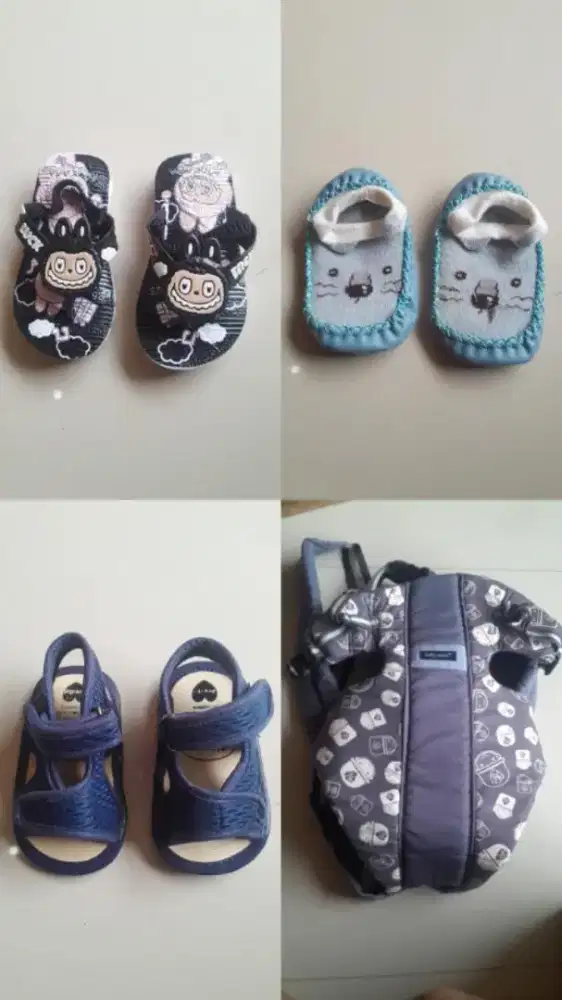 Jual gendongan bayi + 3 sepatu sendal bayi