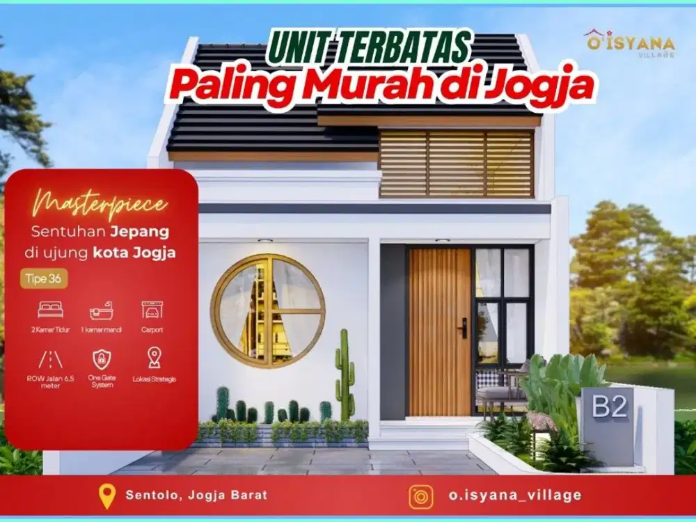 RUMAH DEKAT YIA MURAH HANYA 300 JUTAAN DESAIN JEPANG AKSES MUDAH