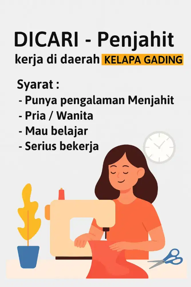 DICARI PENJAHIT
