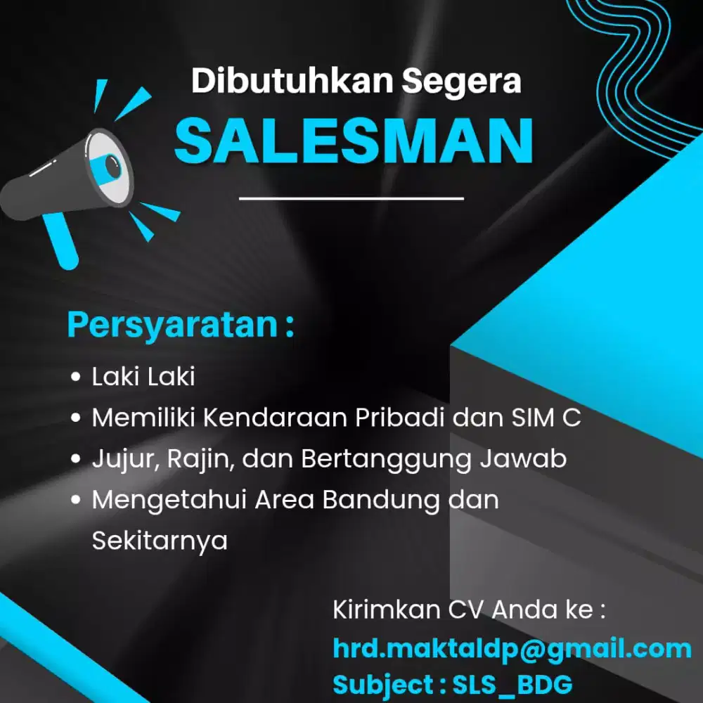 Dibutuhkan Segera
Salesman