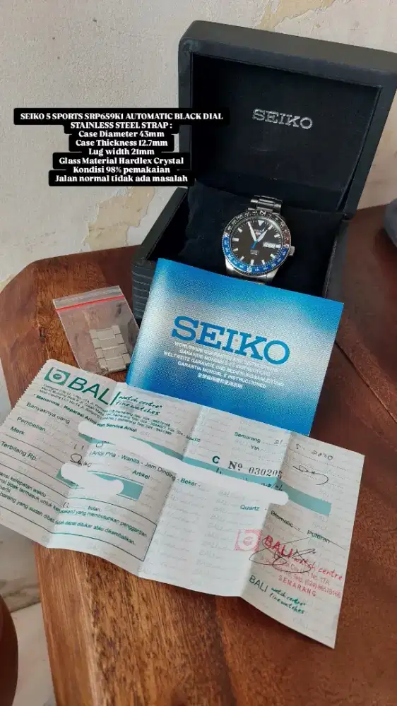 SEIKO 5 SPORTS SRP659K1 AUTOMATIC BLACK DIAL STAINLESS STEEL STRAP