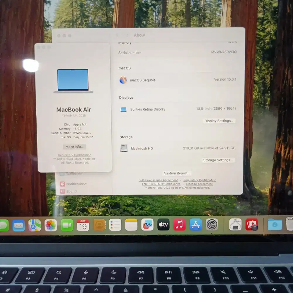 Macbook Air M4 13 Inch Ram 16 Ssd 256  lengkap full set sky blue