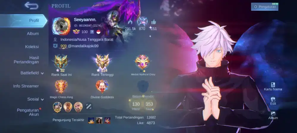 Akun mobile legend Via TokoPedia ya