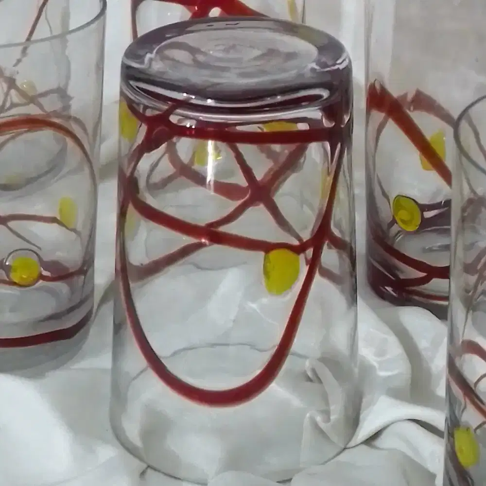 Dijual Borongan! Gelas Kristal Handmade – Motif Warna Timbul, Unik.