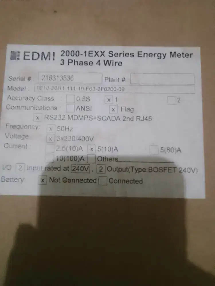Jual cepat EDMI 3 Phase 4 Wire 5(10)A