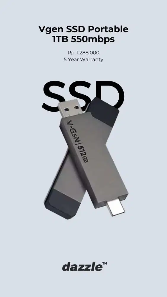 SSD VGEN PORTABLE 1TB GARANSI 5 TAHUN