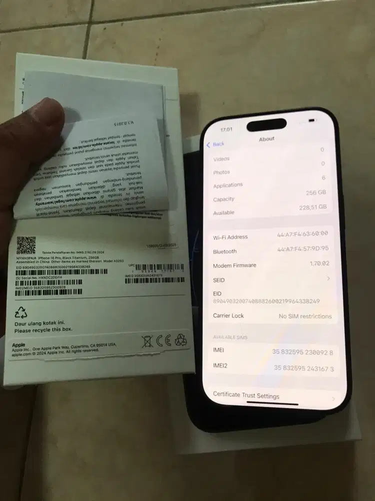 iphone 16 pro black Titanium 256 ibox garansi on until 2026 oktober