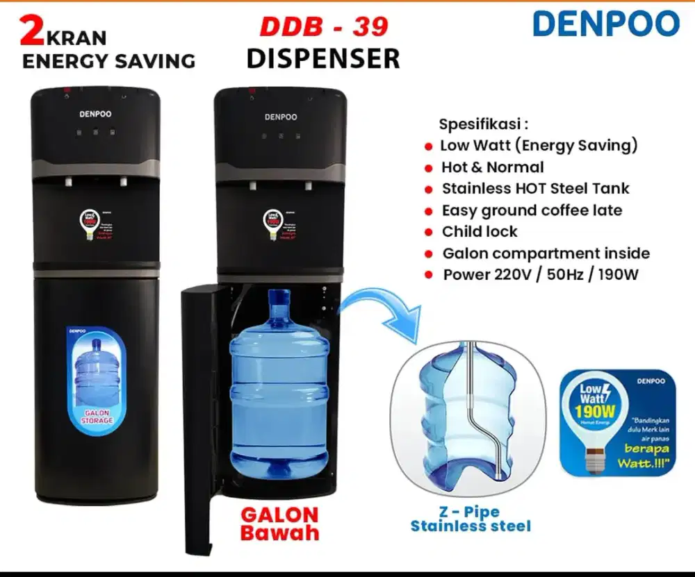 Dispenser Denpo DDB39 Galon Bawah NEW