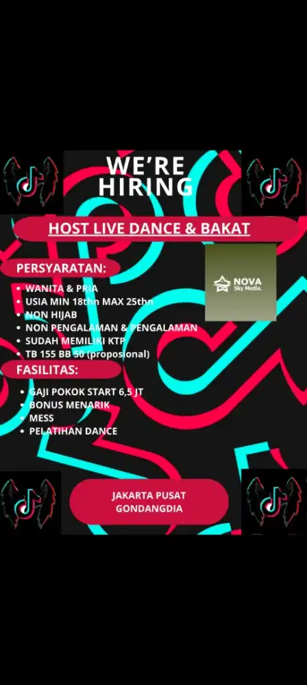 Lowongan kerja live host dance
