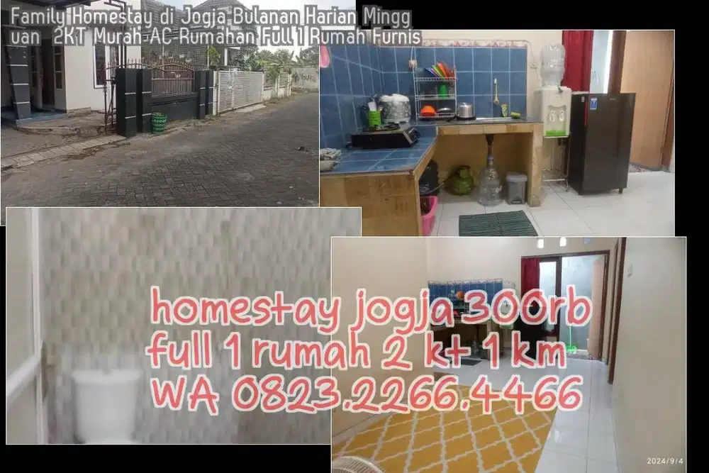 Family Homestay di Jogja Bulanan Harian Mingguan  2KT Murah AC Rumahan