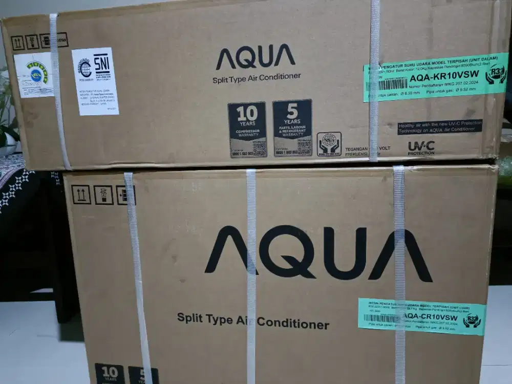 AC Merk AQUA 1PK Inverter Black, Type AQA-KCRV10VSW Baru Segel