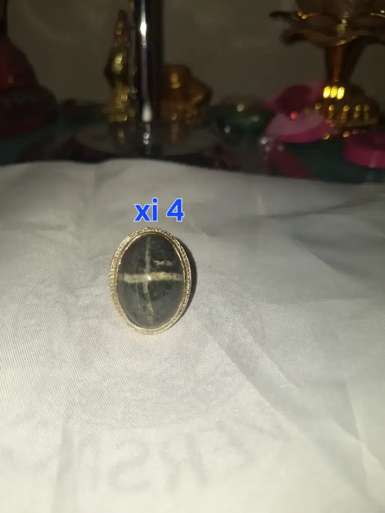Batu cincin tapak jalak 
Hitam garis perak 
Xi 4 Ring perak alpaca 
Ba