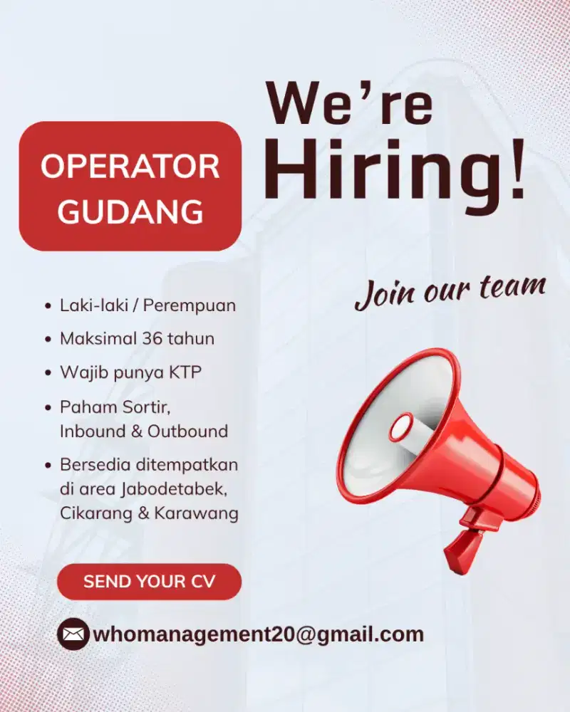 Mencari Operator Gudang Cargo