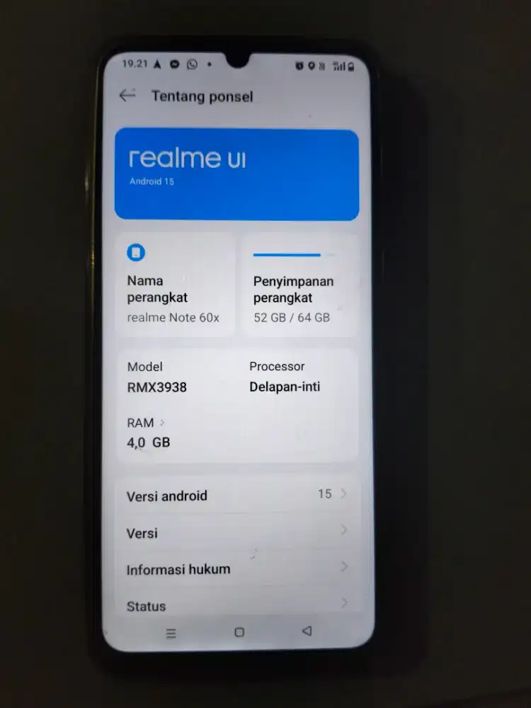 Di jual BU cepat hp realme note 60x ram 4/64, lokasi jakpus