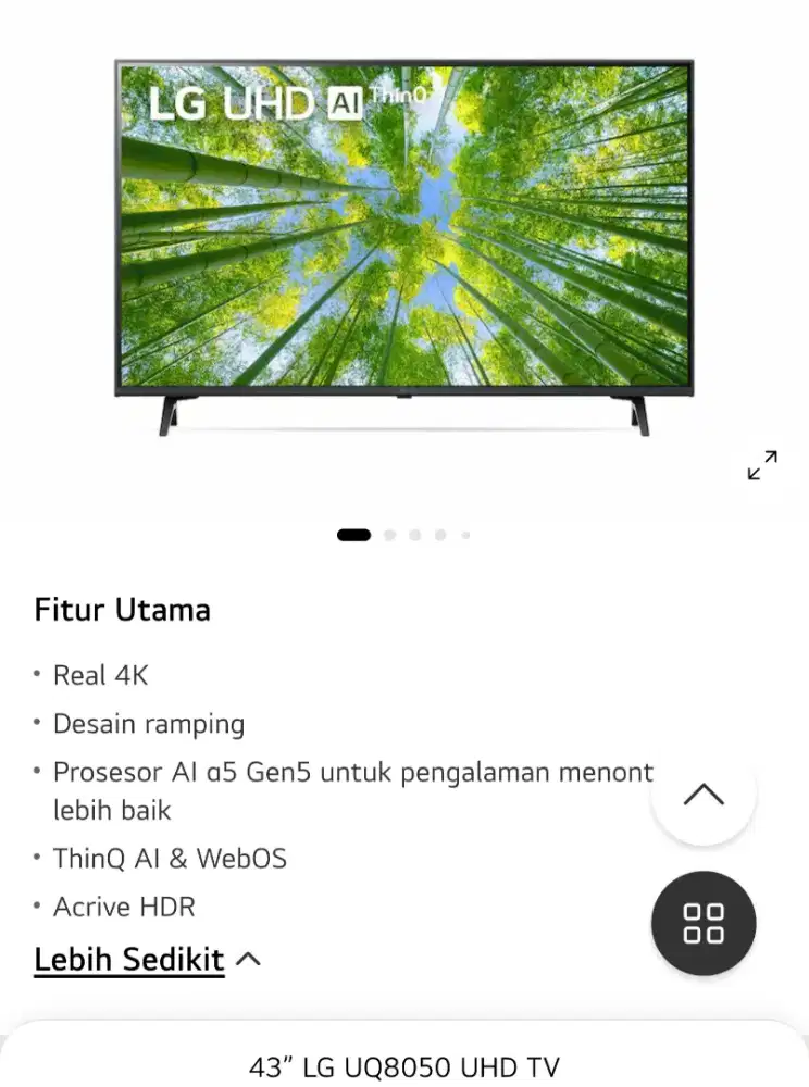 Jual TV 43 inc LG 4K LED SMART TV AI 43uq8050psb