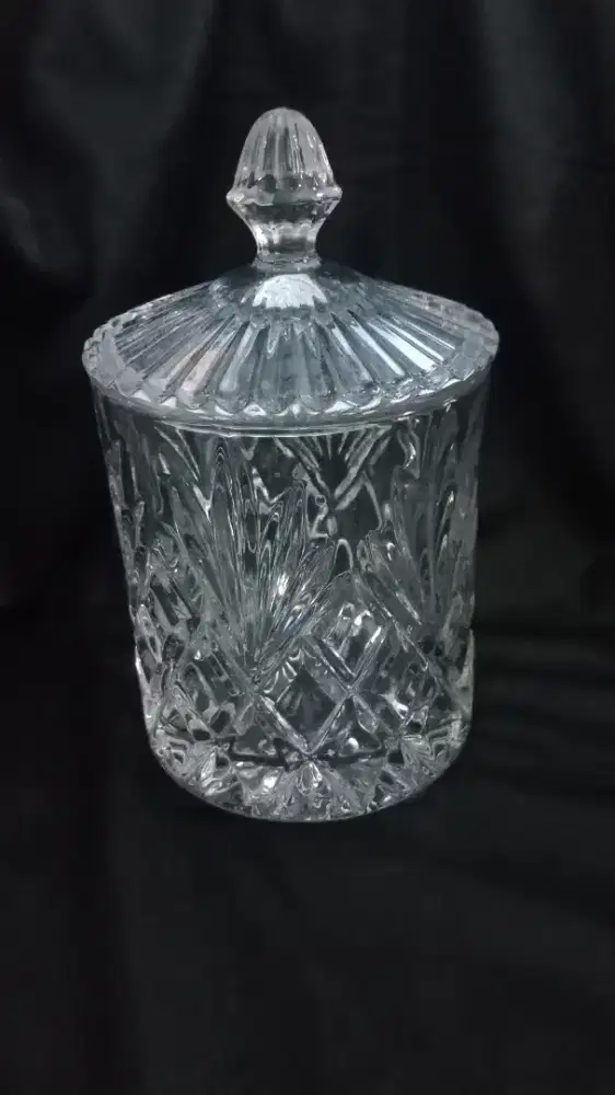Wadah toples lawas kristal asli eropa timur