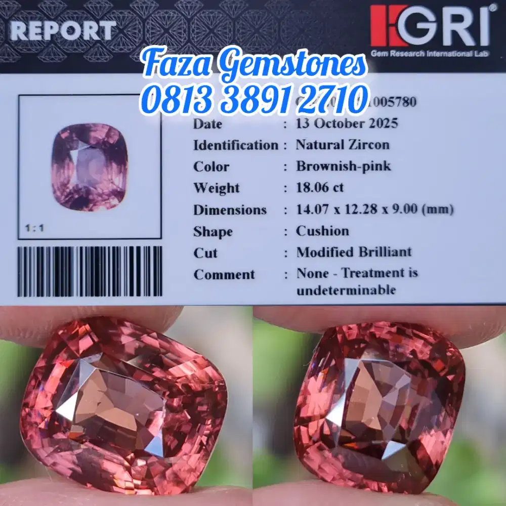 Collectiable Natural Pink Zircon jarang ada Big size Gempiece quality