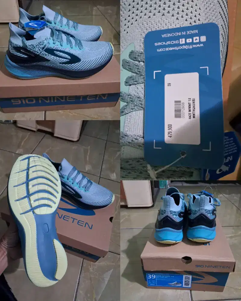 Sepatu lari merk 9.10 baru nomor 39