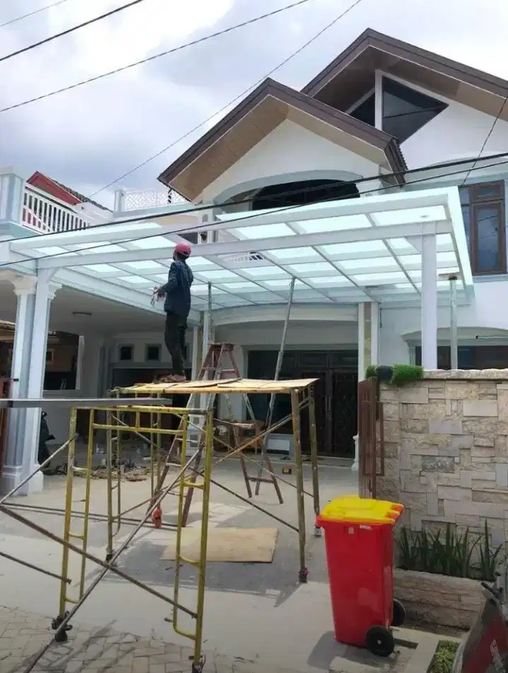 Kanopi atap kaca tempred glas