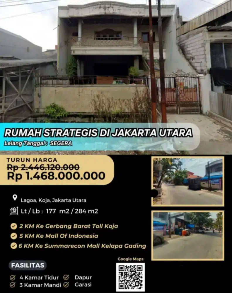 Dijual Rumah Tua Hitung Tanah Lagoa Koja