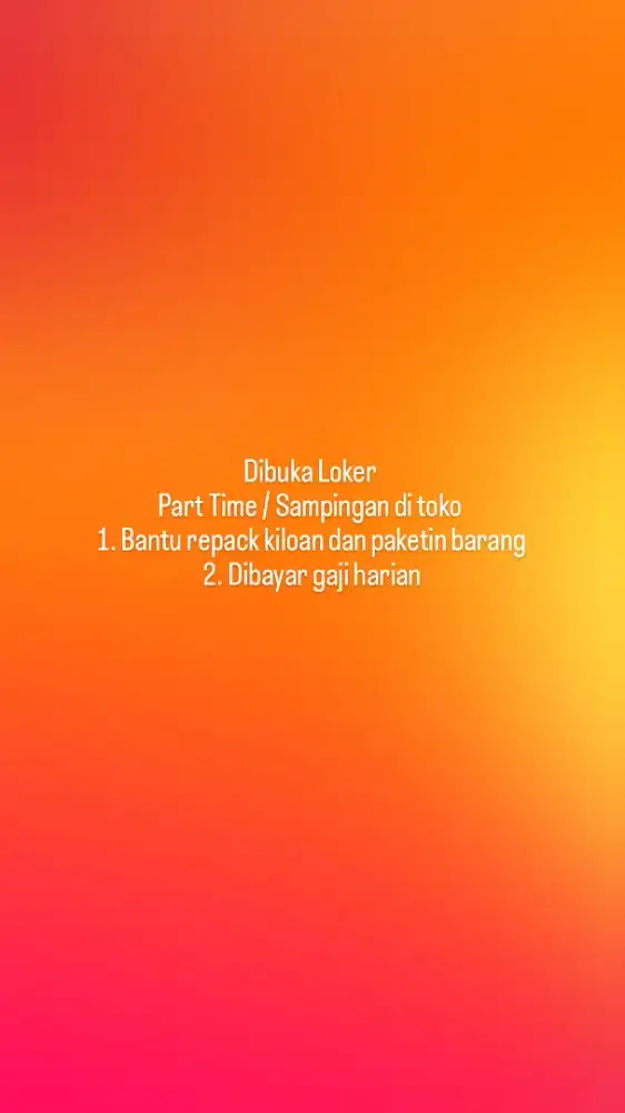 Lowongan kerja sampingan / part time