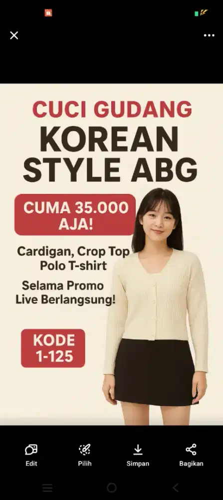 Baju korean style abg, cardigan, crop top, polo tshirt crop