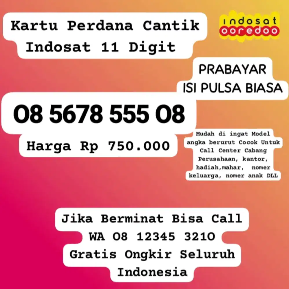 Nomer Cantik Indosat Nomor cantik  XL telkomsel nocan
