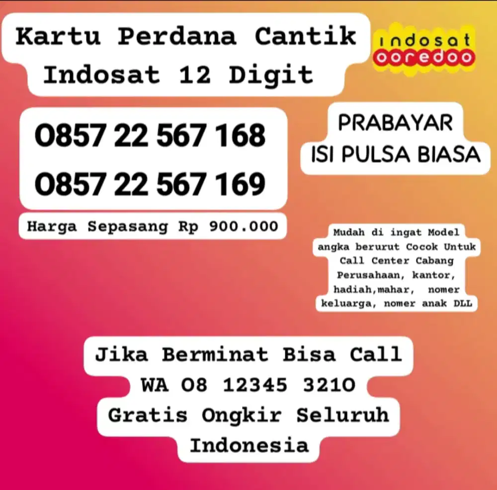 Nomer Cantik smartfren Nomor cantik TRI XL telkomsel nocan super