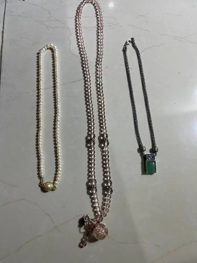 set kalung mutiara & giok