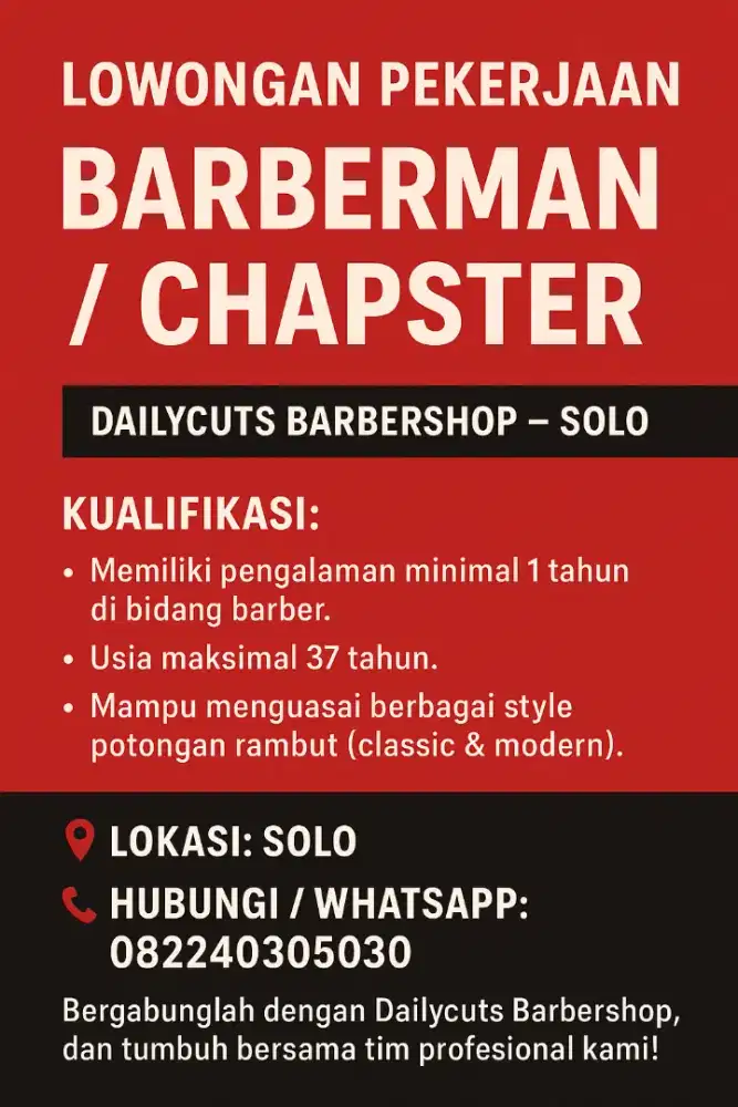 Lowongan Barber chapster