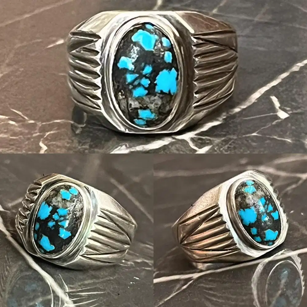 Cincin Natural Turquoise Phyrus Pirus Biru Fancy Kecil Cabe Rawit
