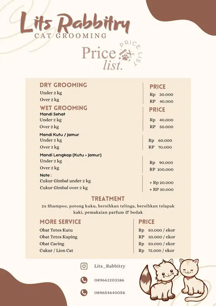 Grooming/Mandi khusus Kucing panggilan Wilayah Kota Tangerang