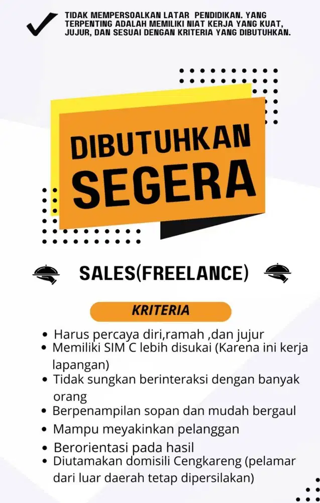Sales Lapangan (Penitipan Produk Makanan)