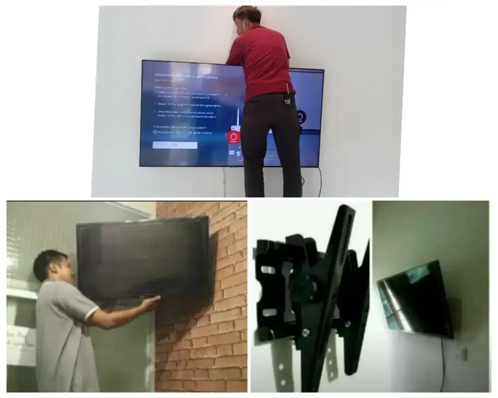 Pasangkan bracket dan Braket +pasang terimarapih breket briket led tv