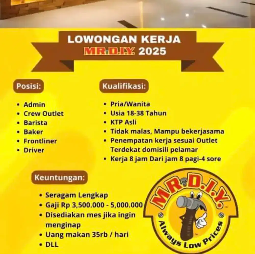 Lowongan Kerja MR. DIY