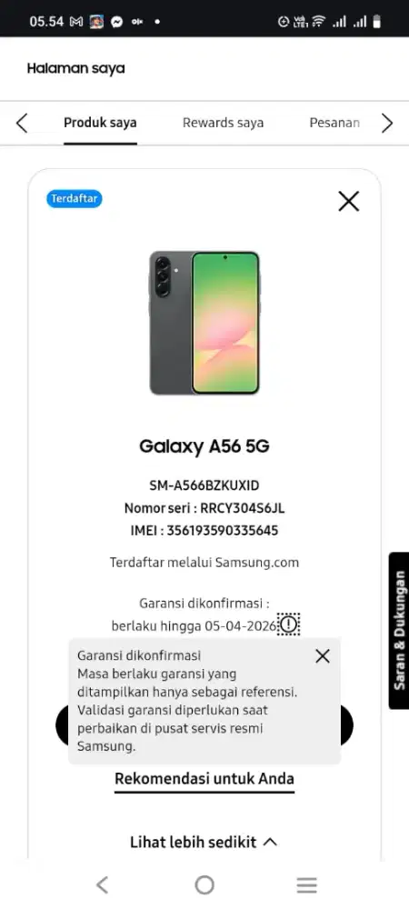 Samsung A56 5G 12/256Gb Mulus Garansi On Siap Pakai