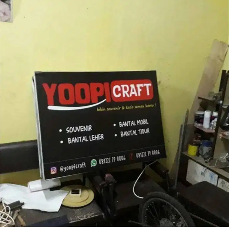 Neon box sign papan nama menu huruf timbul letter aneka Stiker Kaca