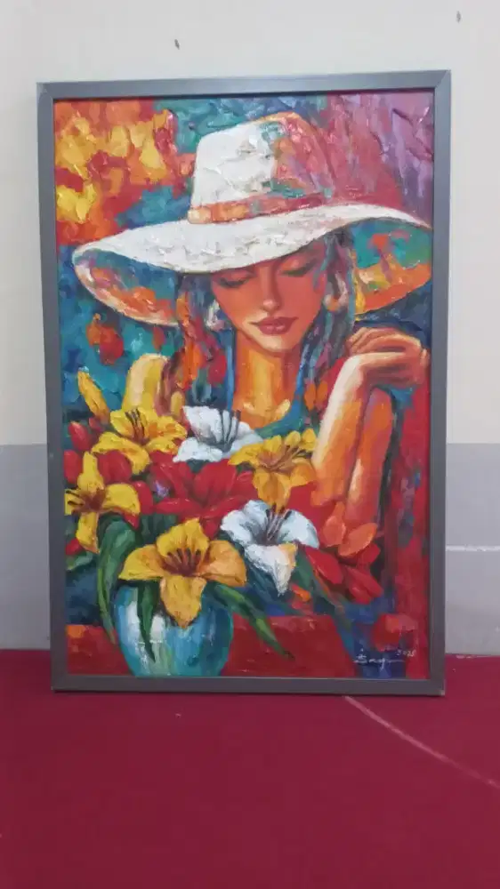 Dijual lukisan kanvas gadis 90x70 cm