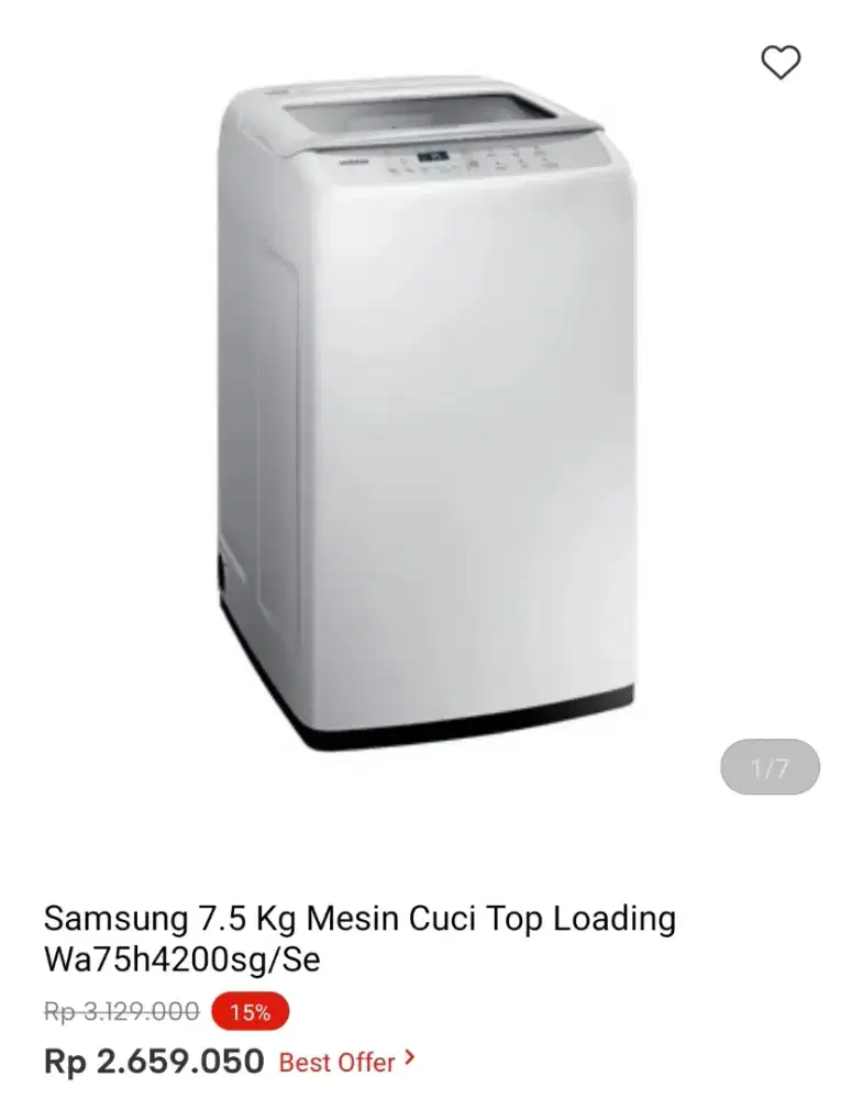 MESIN CUCI SAMSUNG TOP LOADING 7.5KG WA75H4200SG/SE