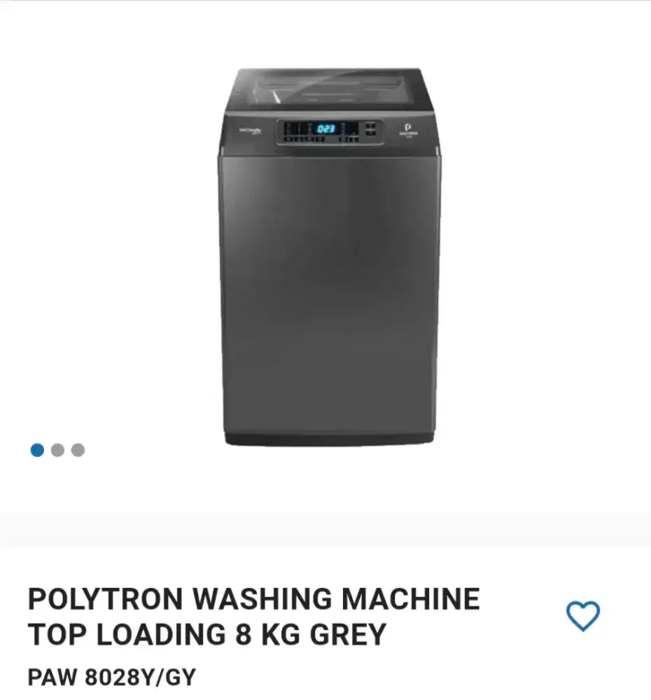 POLYTRON WASHING MACHINE TOP LOADING 8KG GREY