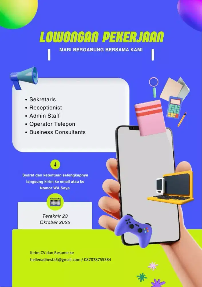 LOWONGAN PEKERJAAN BULAN OKTOBER