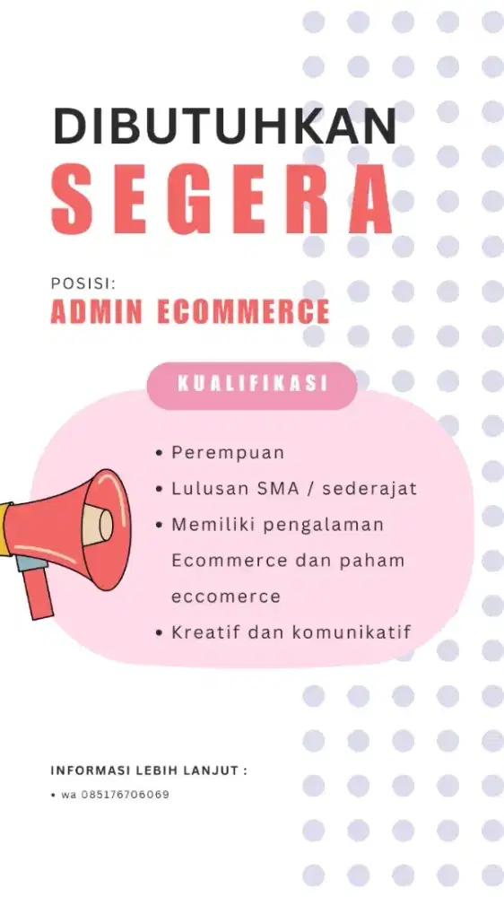 LOKER ADMIN E-COMMERCENYA