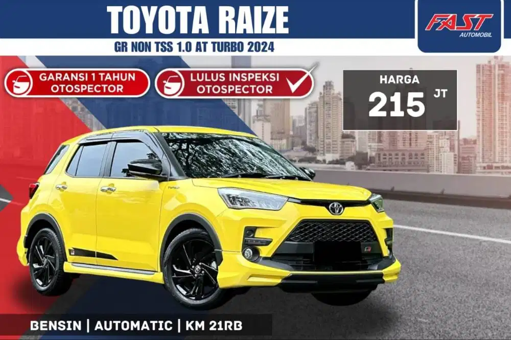 TOYOTA RAIZE GR 2024 NON TSS 1.0 AT TURBO LOW KM.21RB PAJAK PNJNG#F3ST