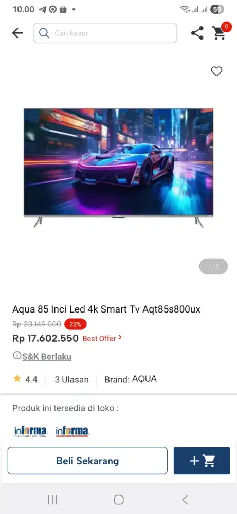 Aqua 85 inci led 4k smart tv
