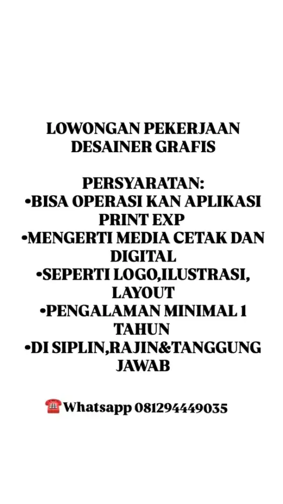 Di butuhkan DESAINER GRAFIS