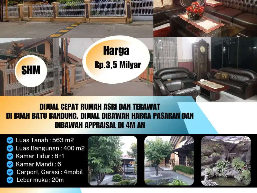 Dijual Cepat Rumah di Buah Batu Bandung Harga Jual Di Bawah Pasaran + Dibawah Appraisal