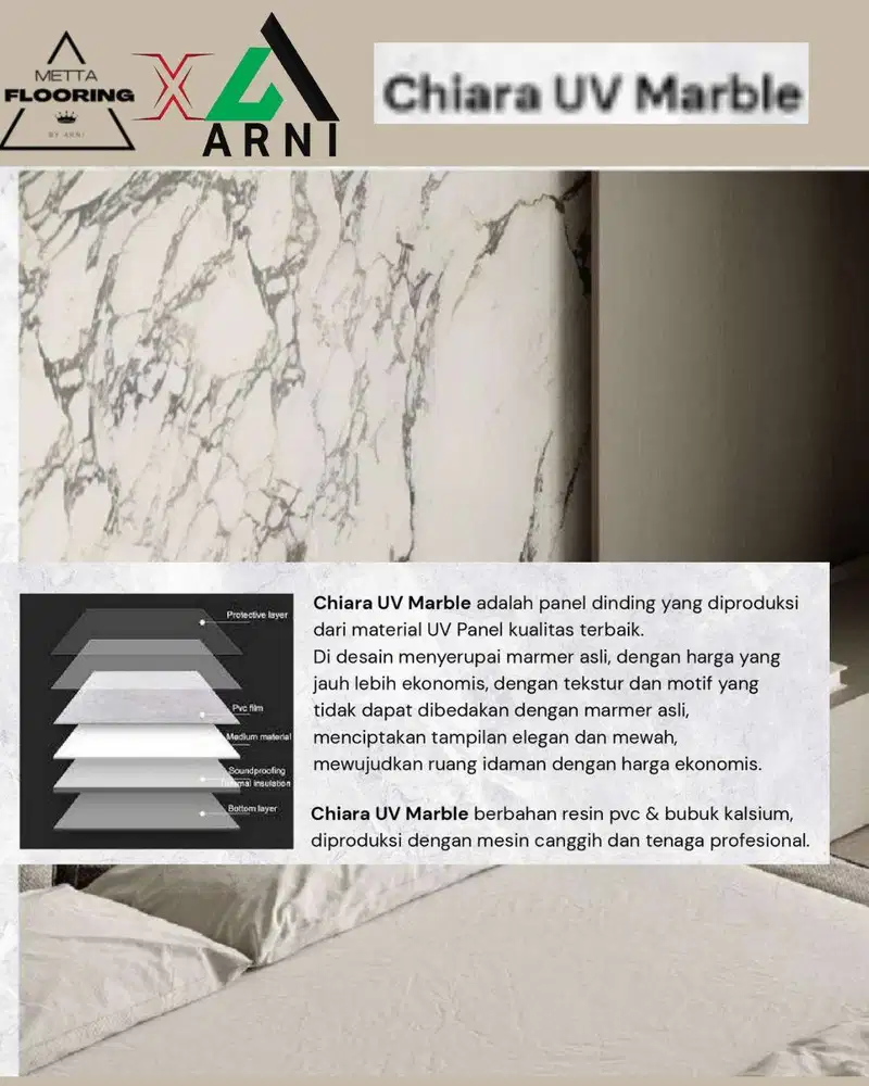 CHIARA UV Marble Sheet | panel pvc motif marmer tebal 3mm