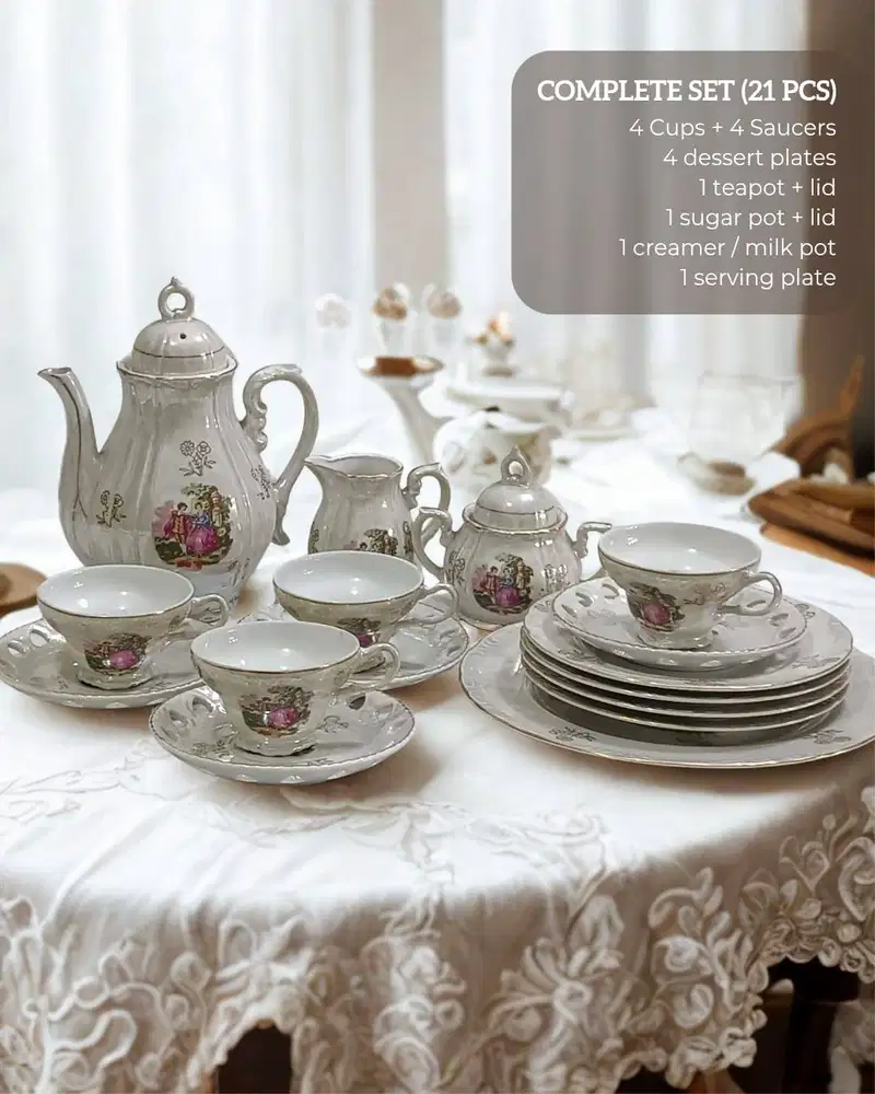 Vintage Porcelain Tea Set Fragonard 16 pcs - Antik & Langka