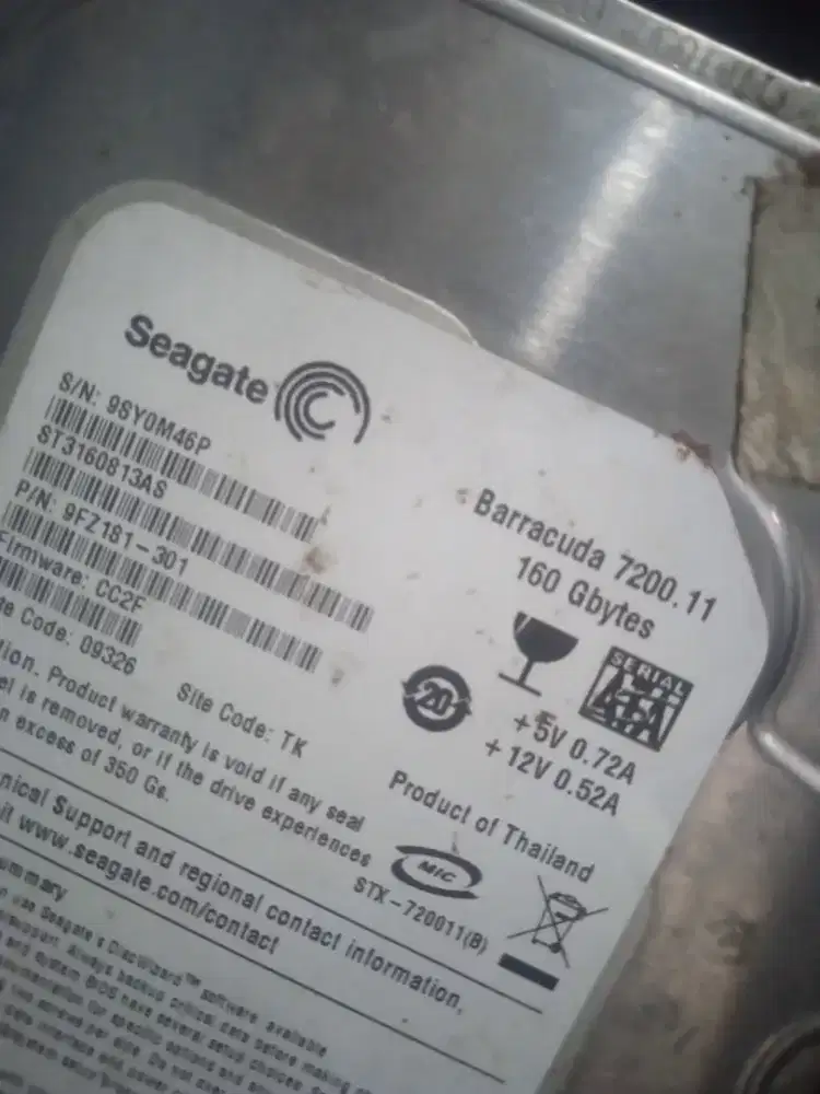 Hardisk PC Sata 160 GB Seagate